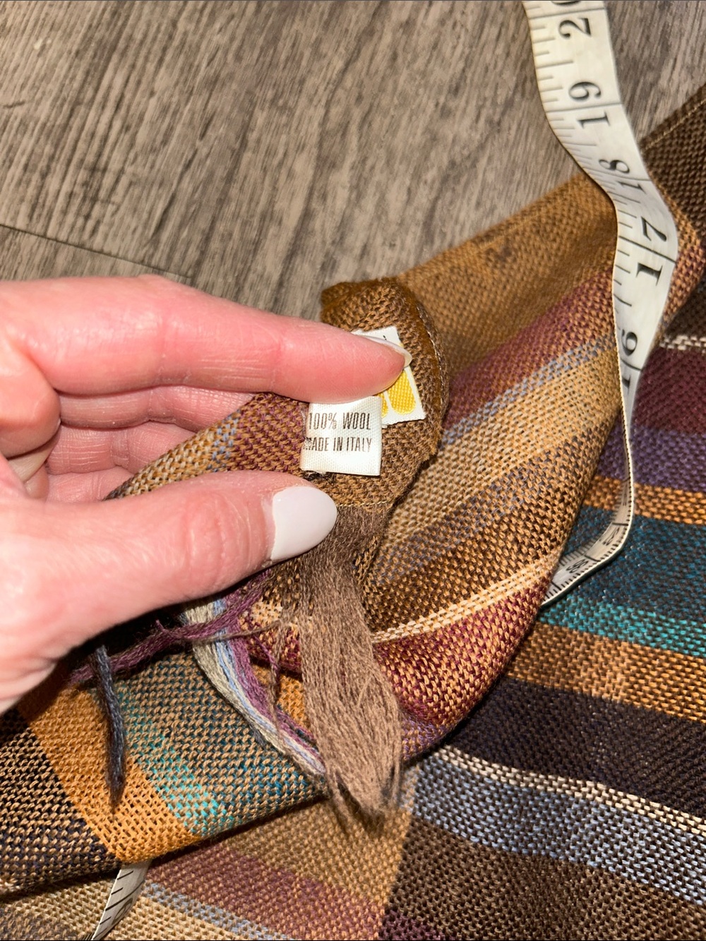 Vintage Sanger-Harris Italian Wool Plaid Scarf 70” Academia Fringe - Picture 3 of 8